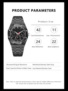 Shocknshop Men Stainless Steel Bracelet Style Straps Analogue Watch WCH91Black