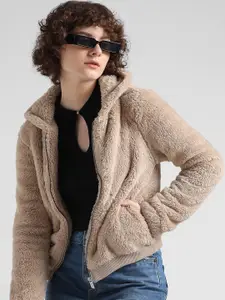 ONLY Hooded Neck Long Sleeve Front-Open Sweater