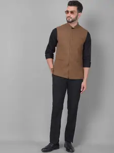 Crimsoune Club Mandarin Collar Woven Nehru Jacket
