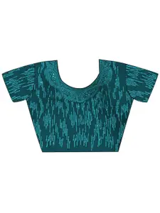 Mitera Teal Embellished Sequinned Pure Georgette Heavy Work Saree