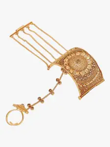 Adwitiya Collection Gold-Plated Ring Bracelet