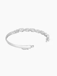 Adwitiya Collection Rhodium-Plated Stone-Studded Bangle-Style Bracelet