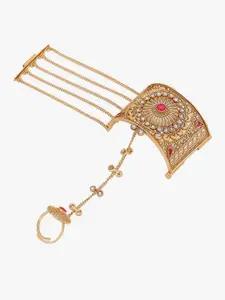 Adwitiya Collection Gold-Plated Ring Bracelet