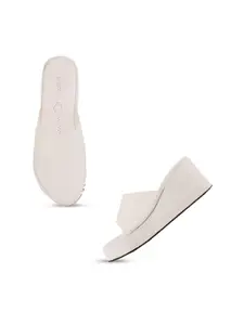 DressBerry White Open Toe Wedge Heels