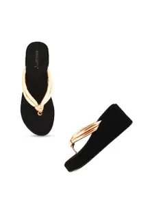 DressBerry Copper-Toned & Black Open Toe Flatform Heels