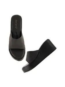 DressBerry Black Open Toe Flatform Heels