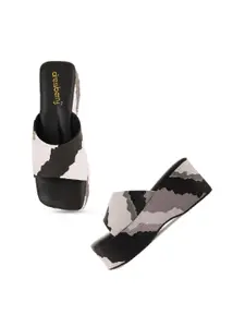 DressBerry Black & Grey Printed Flatform Heels