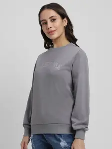 FOREVER 21 Typography Printed Round Neck Sweatshirt