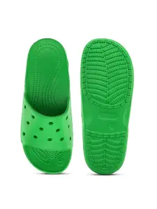 HRX by Hrithik Roshan Men Green Self Design Rubber Sliders