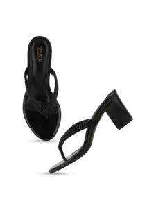Anouk Black Open Toe Block Heels