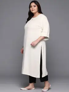 EXTRA LOVE BY LIBAS Plus Size Women Keyhole Neck Flared Sleeves Kurta