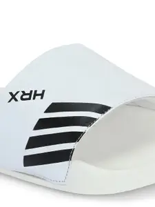 HRX by Hrithik Roshan Women White & Black Printed Sliders