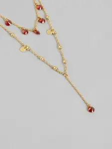 Carlton London Brass Gold-Plated CZ-Studded Layered Necklace