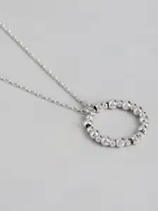 Carlton London Rhodium-Plated Circular Pendant with Chain