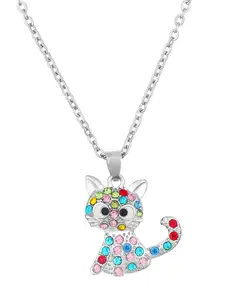 Yellow Chimes Girls Stone Studded Pendant With Chain