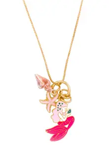 Yellow Chimes Mermaid & Star Charm Pendant With Chain