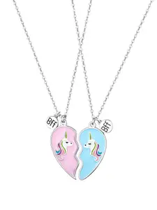 Yellow Chimes Set Of 2 Heart Charm Pendant & Chain