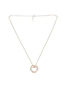 Yellow Chimes Hearts-in-Love Austrian Crystal Pendant With Chain