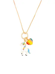 Yellow Chimes Unicorn & Heart Charm Pendant With Chain