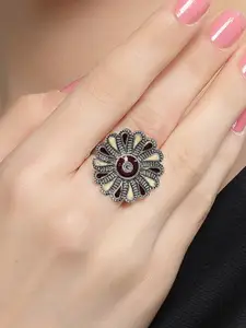 KARATCART Oxidised Silver-Plated Finger Ring