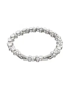 Yellow Chimes Women Silver-Plated Crystal Studded Link Bracelet