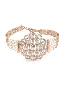 Zaveri Pearls Women Rose Gold-Plated Cubic Zirconia Kada Bracelet