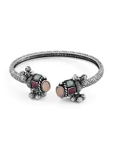 Zaveri Pearls Women Silver-Plated Beaded Kada Bracelet