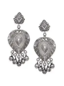 Rubans Silver-Plated Classic Oxidized Drop Earrings