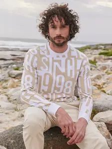 Mufti Alphanumeric Printed Cotton Pullover Sweatshirt