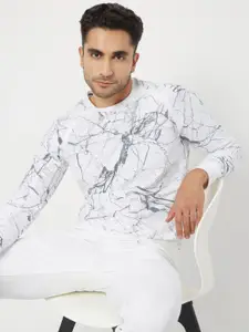 Mufti Abstract Printed Cotton Pullover Sweatshirt