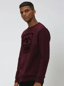 Mufti Typography Printed Cotton Pullover Sweatshirt