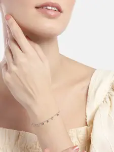 Zavya Women 925 Sterling Silver Cubic Zirconia Rhodium-Plated Link Bracelet