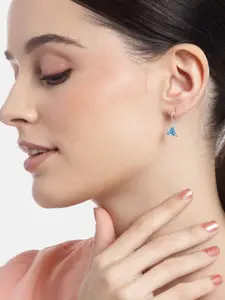 Zavya 925 Pure Sterling Silver Rhodium-Plated CZ Triangular Drop Earrings