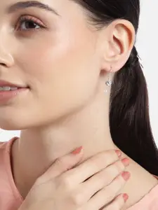 Zavya 925 Pure Sterling Silver Rhodium-Plated CZ Contemporary Drop Earrings