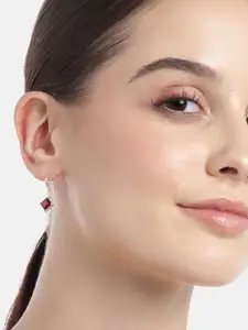 Zavya 925 Pure Sterling Silver Rhodium-Plated CZ Diamond Shaped Drop Earrings