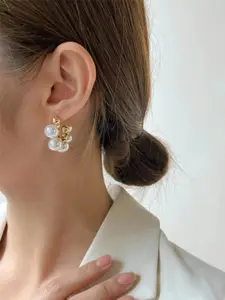 VAGHBHATT Gold Plated Beaded Half Hoop Earrings