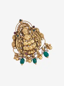 Kushal's Fashion Jewellery Embellished Bridal Pure 92.5 Silver Studded Temple Pendant