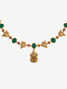 Kushal's Fashion Jewellery Gold-Plated Stones-Studded Necklace & Earrings