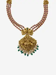 Kushal's Fashion Jewellery Gold-Plated Beaded Antique Necklace