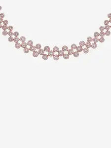 Kushal's Fashion Jewellery Rose Gold Plated CZ Studded Necklace