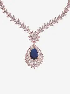 Kushal's Fashion Jewellery Rose Gold-Plated Cubic Zirconia Necklace