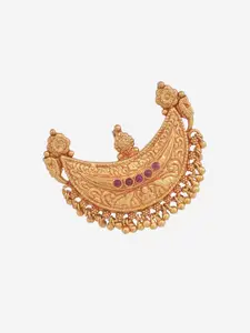Kushal's Fashion Jewellery Embellished Bridal Gold-Plated 92.5 Silver Temple Pendant