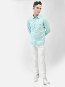 Crimsoune Club Slim Fit Geometric Printed Spread Collar Pure Cotton Casual Shirt