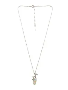 UNIVERSITY TRENDZ Silver-Plated Crystal-Studded Music-Themed Pendant With Chain
