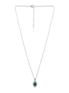 UNIVERSITY TRENDZ Silver-Plated Crystal-Studded Heart Charm Pendant With Chain