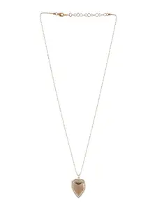 UNIVERSITY TRENDZ Rose Gold-Plated Crystal-Studded Heart Locket Pendant With Chain