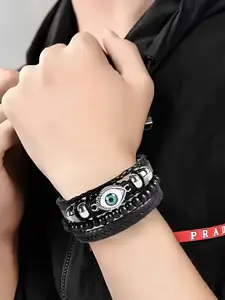 KARISHMA KREATIONS Set Of 3 Multistrand Leather Bracelet