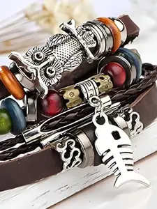 KARISHMA KREATIONS Men Leather Multistrand Bracelet