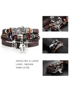KARISHMA KREATIONS Men Leather Multistrand Bracelet