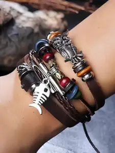 KARISHMA KREATIONS Men Leather Multistrand Bracelet